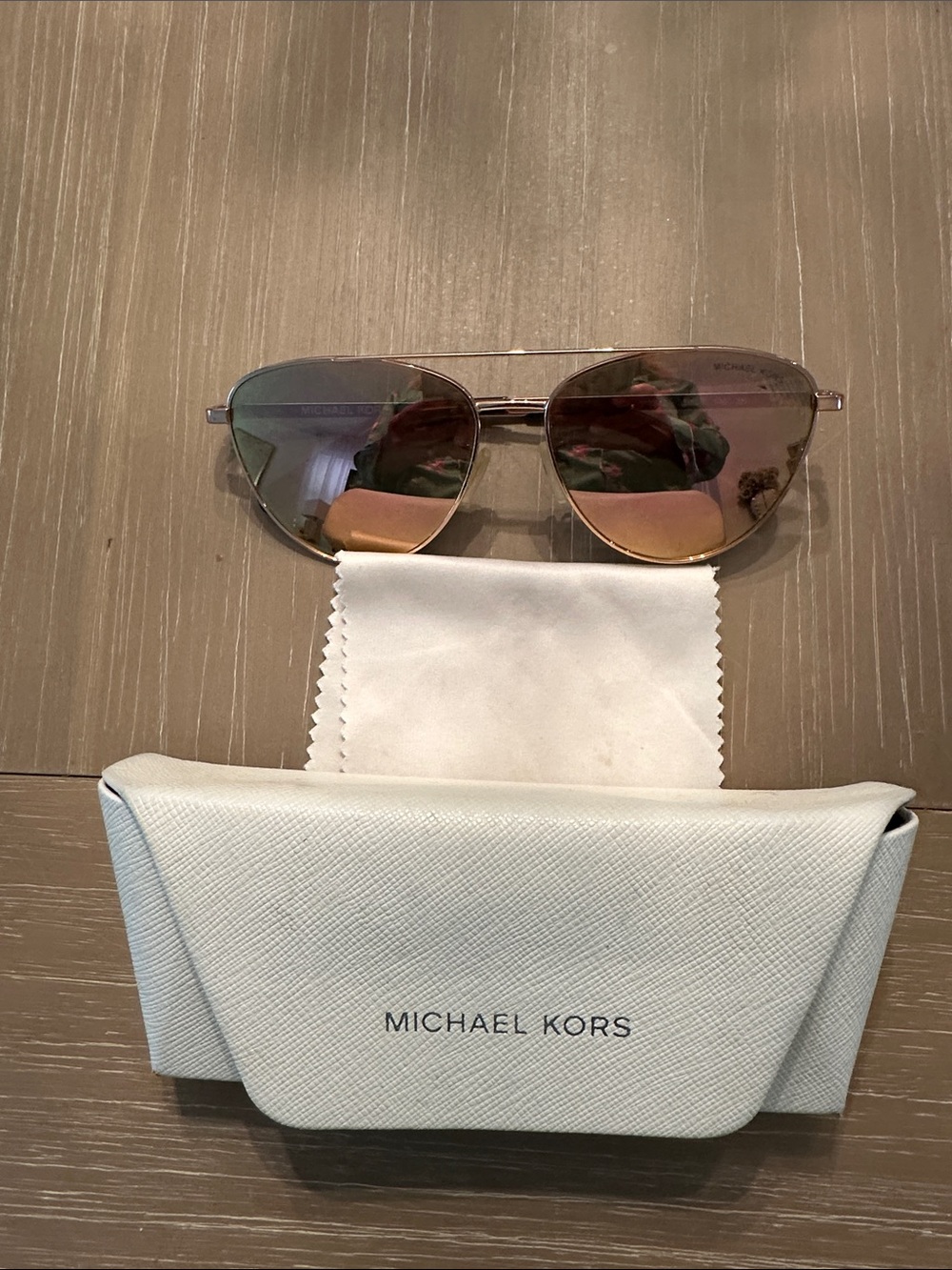 Michael Kors Rose Gold Frame Sunglasses with Pink Mirrored Lenses